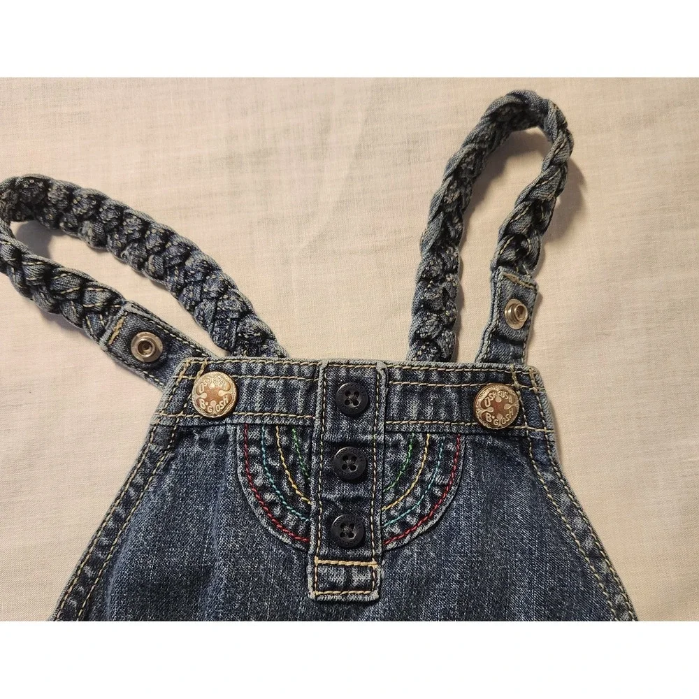 OshKosh‎ B'Gosh Overalls Toddler Girl Size 2T Denim Vestbak Shortalls One Piece